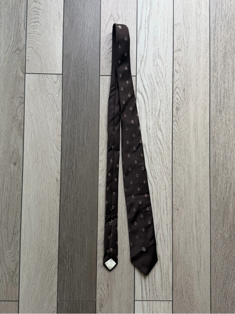 Christian Dior Men's Dark Brown Tie with Subtle Motif